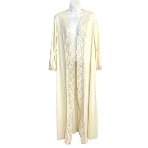 Vintage Pandora Lingerie By Chic Maxi Long Sheer Lingerie Robe Women's S/M Ivory